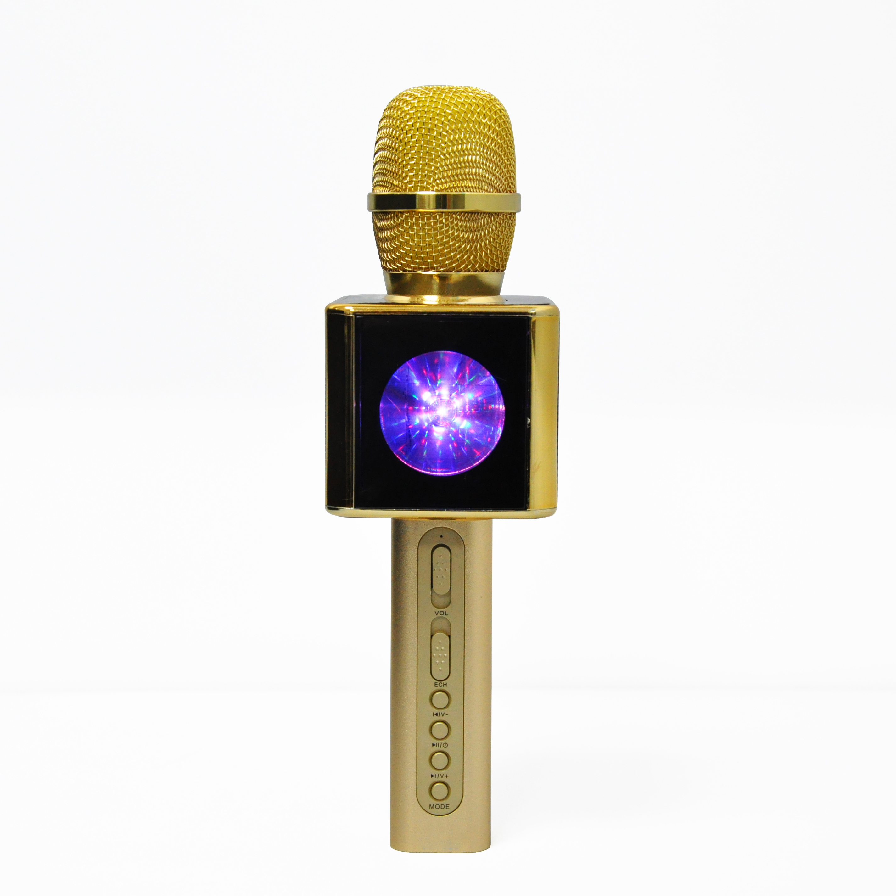 YS-13-CHEAPEST GOOD QUALITY GOLDEN blue tooth mic karaoke wireless microphone karaoke mic WITH LIGHT